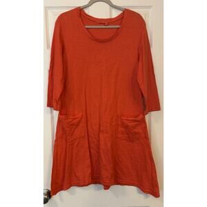 Fresh Produce Dalia Dress Sz LG Red Asymmetric Lagenlook Art To Wear Beach USA